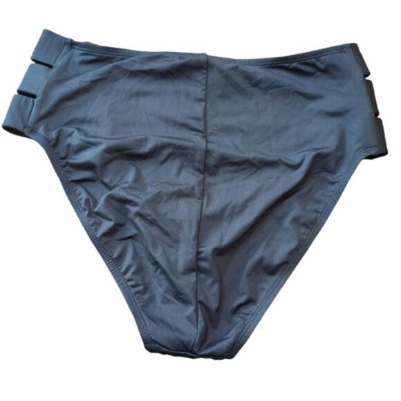 NEW La Blanca High Waisted Island Goddess Strappy Bikini Bottom Black Women's 12 - Picture 3 of 5